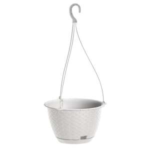 White round hanging planter with rattan texture, Prosperplast Rato Kerek - Landscaping