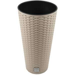 Prosperplast Rato rattan look round tall brown planter 40x76.3 cm - Flower pot