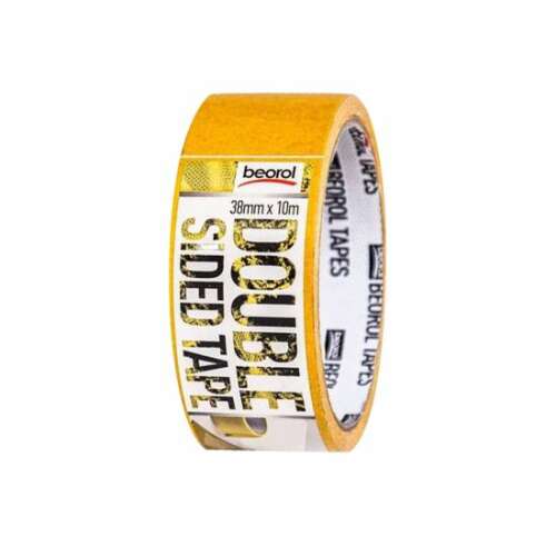Beorol Double Sided Tape, 38mm x 10m, strong adhesive, for carpets, linoleum, rugs, and more