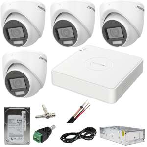 Hikvision 4 kamerás CCTV rendszer 2MP kamerákkal, dupla fénnyel, 20M WL, 30M IR, 4MP DVR, AcuSense és tartozékokkal - Hikvision