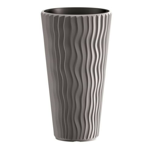 Prosperplast homokos ezüst magas kerek virágcserép, 40x71 cm