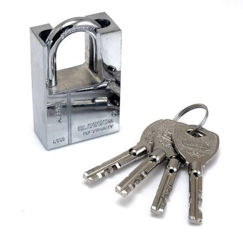 Zámok Blossom 50 mm so 4 kľúčmi, profesionálna kvalita, pozinkovaná oceľ, kalený oceľový záves, odolný voči korózii, pre vnútorné a vonkajšie použitie