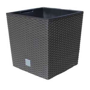 Prosperplast Rato square rattan look brown planter, 40x40x40.8 cm - Flower pot
