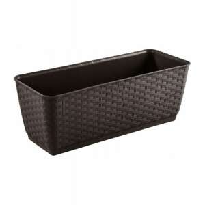 Dekoratív ültető, Prosperplast, rattan utánzat, barna, 49,2x17,2x17,4 cm