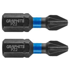 Graphite PZ2 Impact Bits, 2 pack, 25mm, 1/4 inch - Bit head