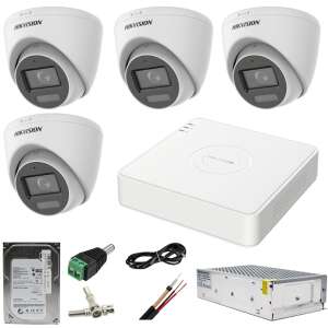 Hikvision 4 kamerás CCTV rendszer 5MP Dual Light kamerákkal, 20m IR, 20m DVR, 4MP AcuSense és tartozékokkal - Hikvision