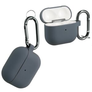 Kwmobile gray silicone case for Apple AirPods 3 with carabiner - Headset Accessory