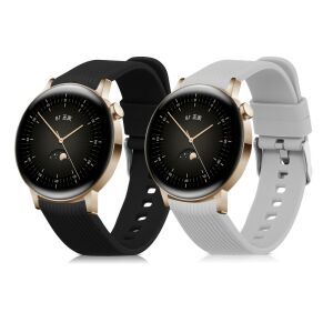 Two kwmobile Huawei Watch GT 3 (42mm) silicone straps in black and white - Smart watch strap