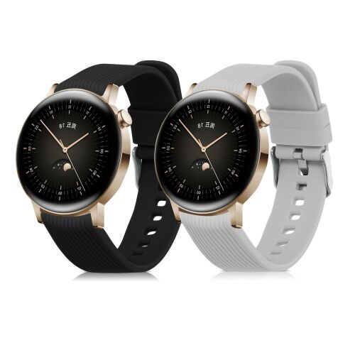 Two kwmobile Huawei Watch GT 3 (42mm) silicone straps in black and white