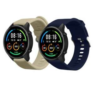 Set de 2 curele din silicon compatibile cu smartwatch-ul Xiaomi Mi Watch / Mi Watch Color Sport, bej și albastru - Curea ceas inteligent