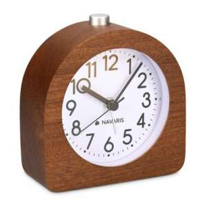 Navaris analog wooden alarm clock with snooze function, brown - Navaris