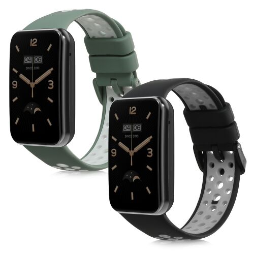 Xiaomi Mi Band 7 Pro Black and Green Silicone Replacement Straps