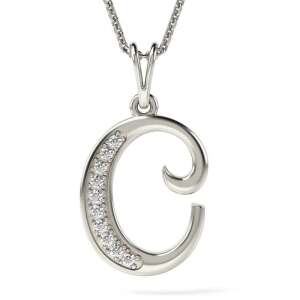 Сребърен колие с висулка с инициал C - Дамско колие