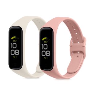 Samsung Galaxy Fit 2 White and Pink Replacement Straps - Kwmobile Smart watch strap
