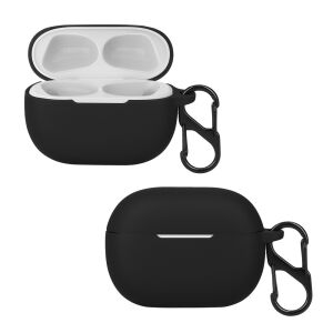 Carcasă silicon neagră Kwmobile Xiaomi Redmi Buds 4 Pro cu carabină, vedere deschisă și închisă - Kwmobile Accesorii pentru căști