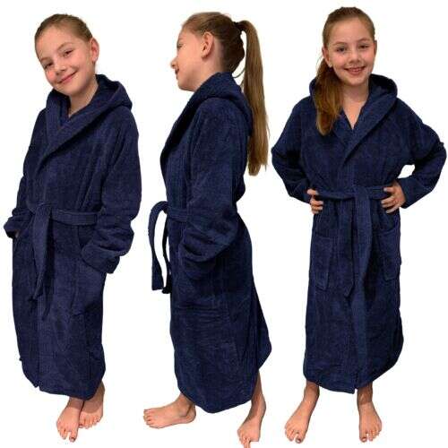 Homelevel kék pamut gyerek fürdőköpeny több szögből