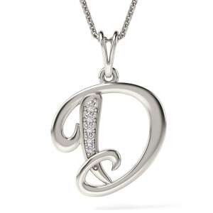 Ezüst 'D' Medál Nyaklánc - 14K Aranyozott - Cirkon Kövekkel