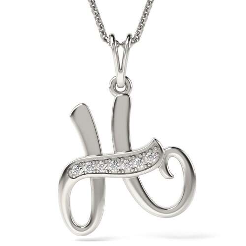 Сребърен колие с висулка с инициал H