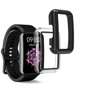 2 pack OPPO Watch Free protective case, black and transparent plastic frame, full body and screen protection - Kwmobile Smart watch case