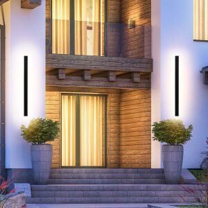 V-TAC 101cm Antracit LED Fali Lámpa modern ház homlokzatára szerelve - Fali lámpa