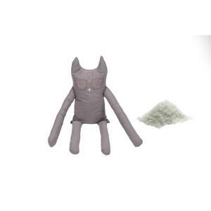 Perna SomnArt în formă de pisică gri cu umplutură de sare, perfectă pentru dormit și joacă, din bumbac, cu detalii brodate - Perne decorative