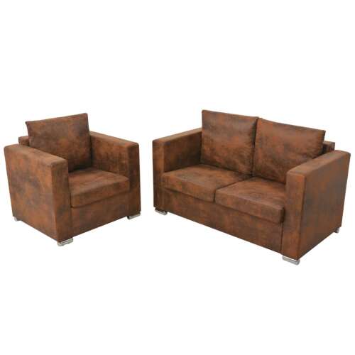 vidaXL 2 piece faux leather sofa set 53408952