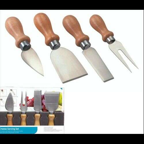 Kitchencraft Sajtkésszett, 4 darabos rozsdamentes acél sajtkés szett fa nyéllel