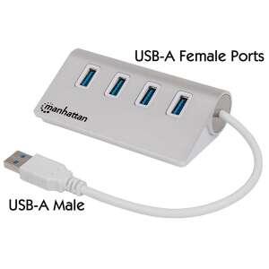 Manhattan USB HUB, USB 3.0-ról  4db USB 3.0-ra, Aluminium burkolat 90855335 