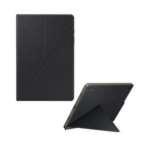Samsung Tab A9 Plus Book Cover, black, front and back view, stand function - Tablet Case