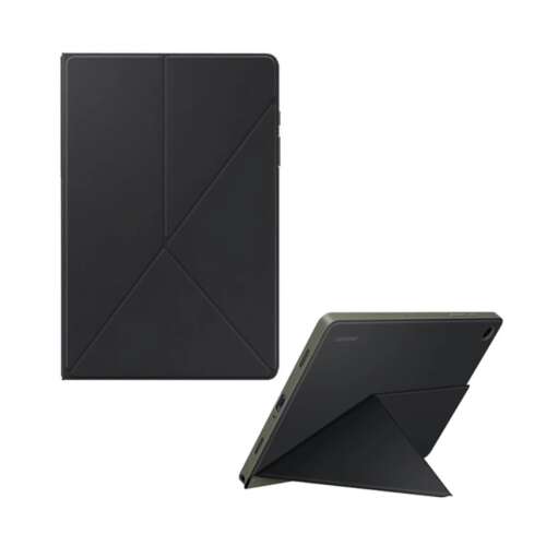 Samsung Tab A9 Plus Book Cover, schwarz, Vorder- und Rückseite, Ständerfunktion