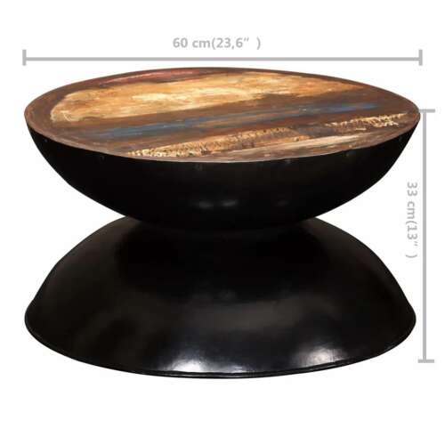 vidaXL tömör újrahasznosított fa dohányzóasztal 60 x 60 x 33 cm 45746792