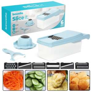 Slice it - mosogatógépben mosható, praktikus szeletelő készlet - 1,5 literes tárolódobozzal és 6 cserélhető pengével (GL-BW1003) 90864071 Szeletelő gépek