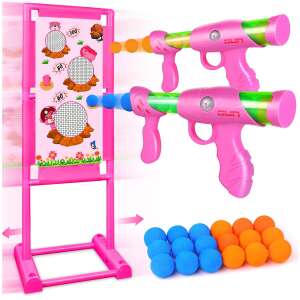 Giga méretű céllövő készlet - mozgó céltáblával, 2 játékfegyverrel és szivacstöltényekkel - pink (BBL) 90864390 Játékpuskák, töltények