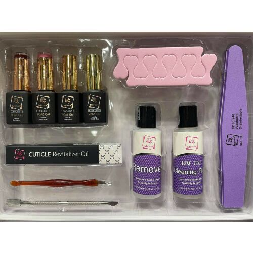 Meteor Gél lakk kezdőkészlet, 12 darabos, tartalmaz fedőlakkot, alaplakkot, színes gél lakkokat, kutikula olajat és köröm eszközöket