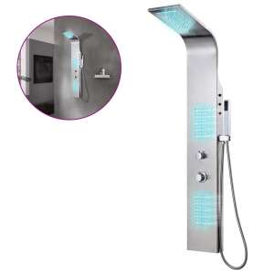 vidaXL rozsdamentes acél ívelt zuhanypanel rendszer LED világítással - Zuhanyfej