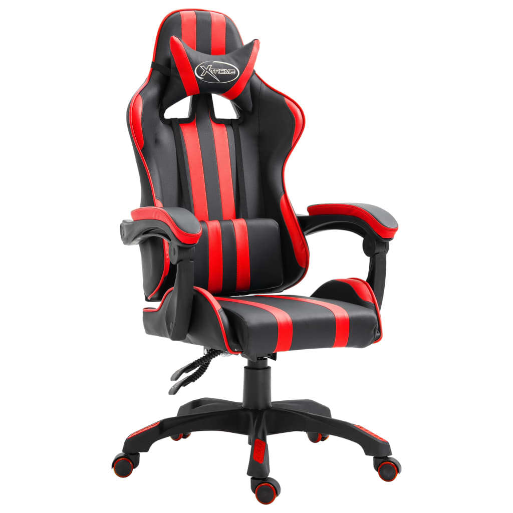 Vidaxl műbőr gamer szék lábtartóval - fekete-piros