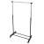 Black metal clothes rack with wheels, 160 cm tall