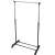 Black metal clothes rack with wheels, 160 cm tall