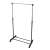 Black metal clothes rack with wheels, 160 cm tall