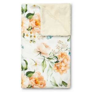 Sensillo kétoldalas babatakaró 80x100 cm - pünkösdi rózsa, virágmintás, puha és kényelmes - Babatakaró