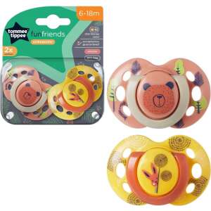 Tommee Tippee Fun Friends játszócumi 6-18 hónapos, 2 darabos, narancs és sárga színű, ortodontikus cumi - Tommee Tippee