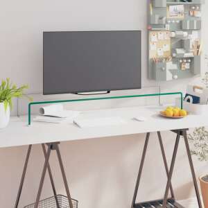 vidaXL Átlátszó üveg TV/monitor állvány 100x30x13 cm, TV állvány monitorral a tetején, átlátszó üveg, modern kialakítás, otthoni irodai asztal - Monitor állvány