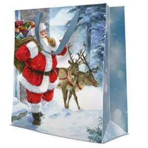 Weihnachtsgeschenktüte mit Santa Claus und Rentier-Design - Geschenktüten
