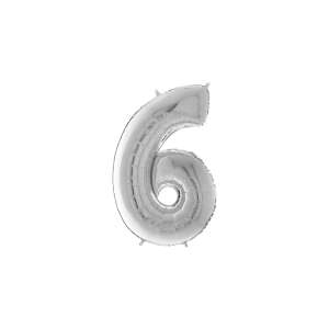 Helijski folijski balon, broj 6, 65 cm, srebrni 90940905 - Potrepština za party