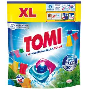 Tomi 3+1 Power Caps Color Capsule de spălat pentru rufe colorate, 40 spălări - Gel de spălare, Clătiți și Capsulă de spălare