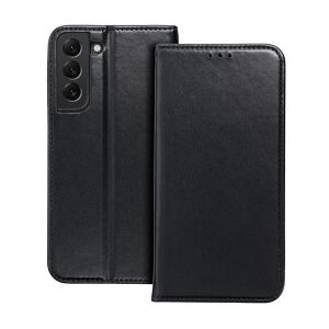 Smart Case do Samsung Galaxy S24 Ultra, czarne magnetyczne etui portfelowe, widok zamknięty - Nonbrand Kontakty telefoniczne