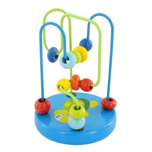 Kis golyóvezető labirintus játék - kék teknős, fa golyópálya játék kisgyermekeknek, teknős mintával