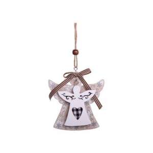 Ornament de pom de Crăciun din lemn în formă de înger cu inimă și panglică - Nonbrand Decorațiuni de Crăciun