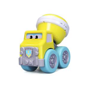 Bburago Jr. Betonkeverő teherautó dobbal, sárga játék teherautó dobbal, amely zenét játszik és világít, csecsemőknek és kisgyermekeknek - Bburago