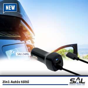 Home by Somogyi SAU24MU Home sau 24MU AUTÓS TÖLTŐ 2IN1 - SAU 24MU USB aljzat + MICRO USB aljzat dugó spirál vezetéken